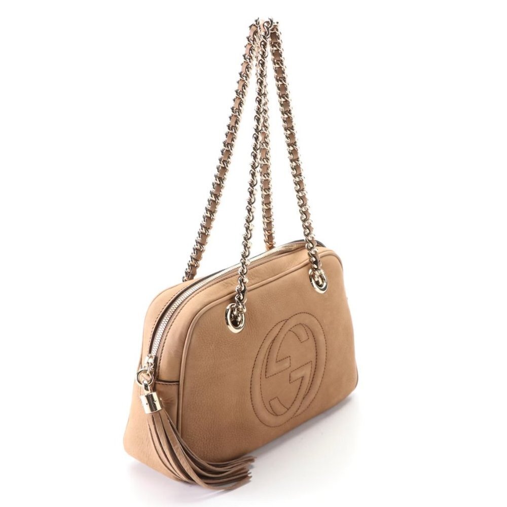 Gucci Soho Chain Zipped Shoulder Bag in Grained Leather with Tassel - Picture 7 of 12